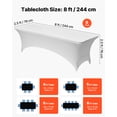 thumbnail image 4 of VEVOR 6 Pack Spandex Table Cover for 8FT Rectangular Fitted Events, Wrinkle-Resistant Stretch White Table Covers, Washable Spandex Tablecloth Protector, for Party, Wedding, Cocktail, Banquet, Festival, 4 of 9