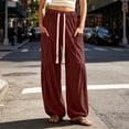 thumbnail image 2 of Zynoxe Wide Leg Sweatpants for Women Fashion Solid Color Womens Sweatpants Elastic Waist Drawstring Lounge Pants Comfort Lightweight Full Length Pants with Side Pockets XL, 2 of 9