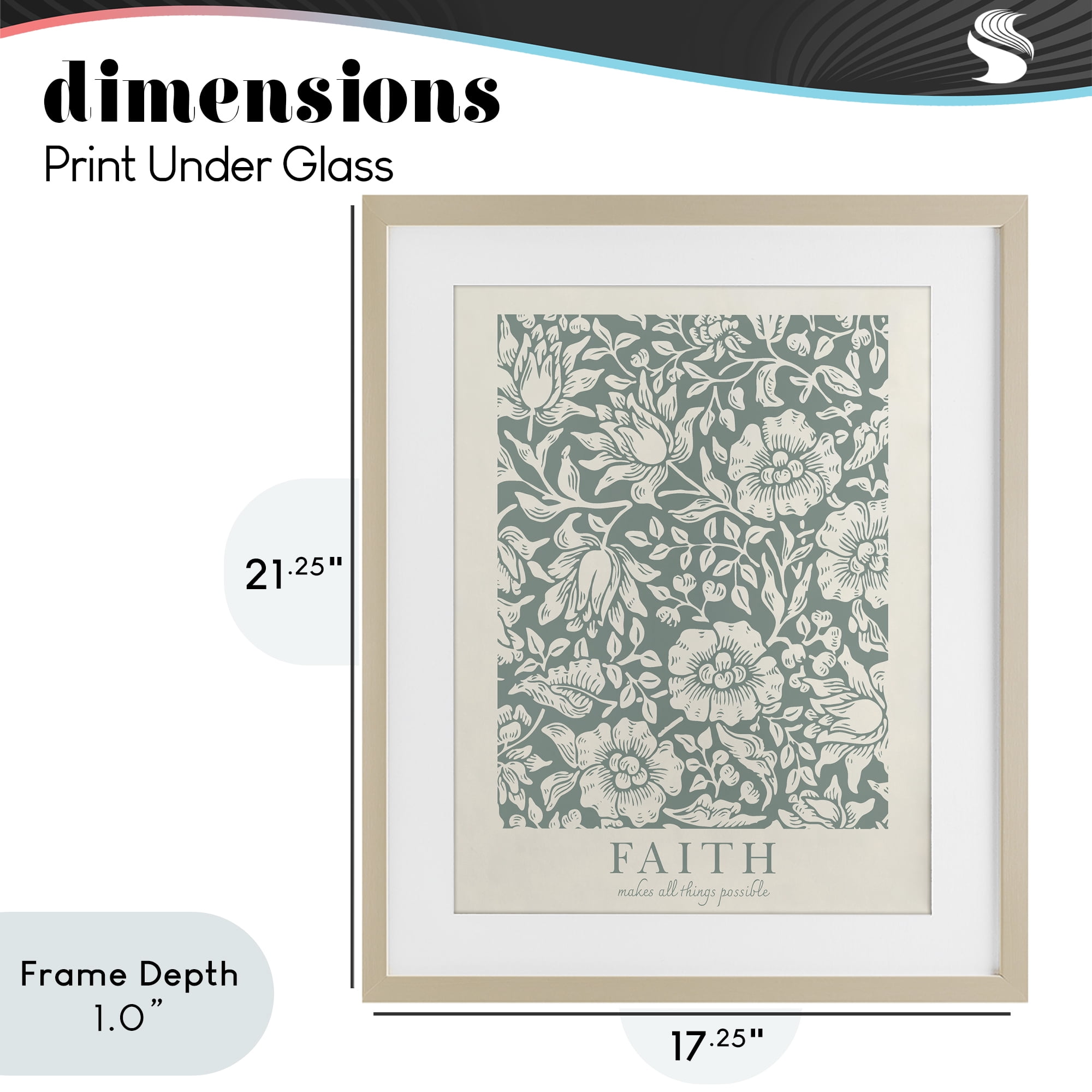 Stupell Industries Faith Quote with Floral Pattern Birch Framed Print Under Glass, design by Wild Apple Portfolio