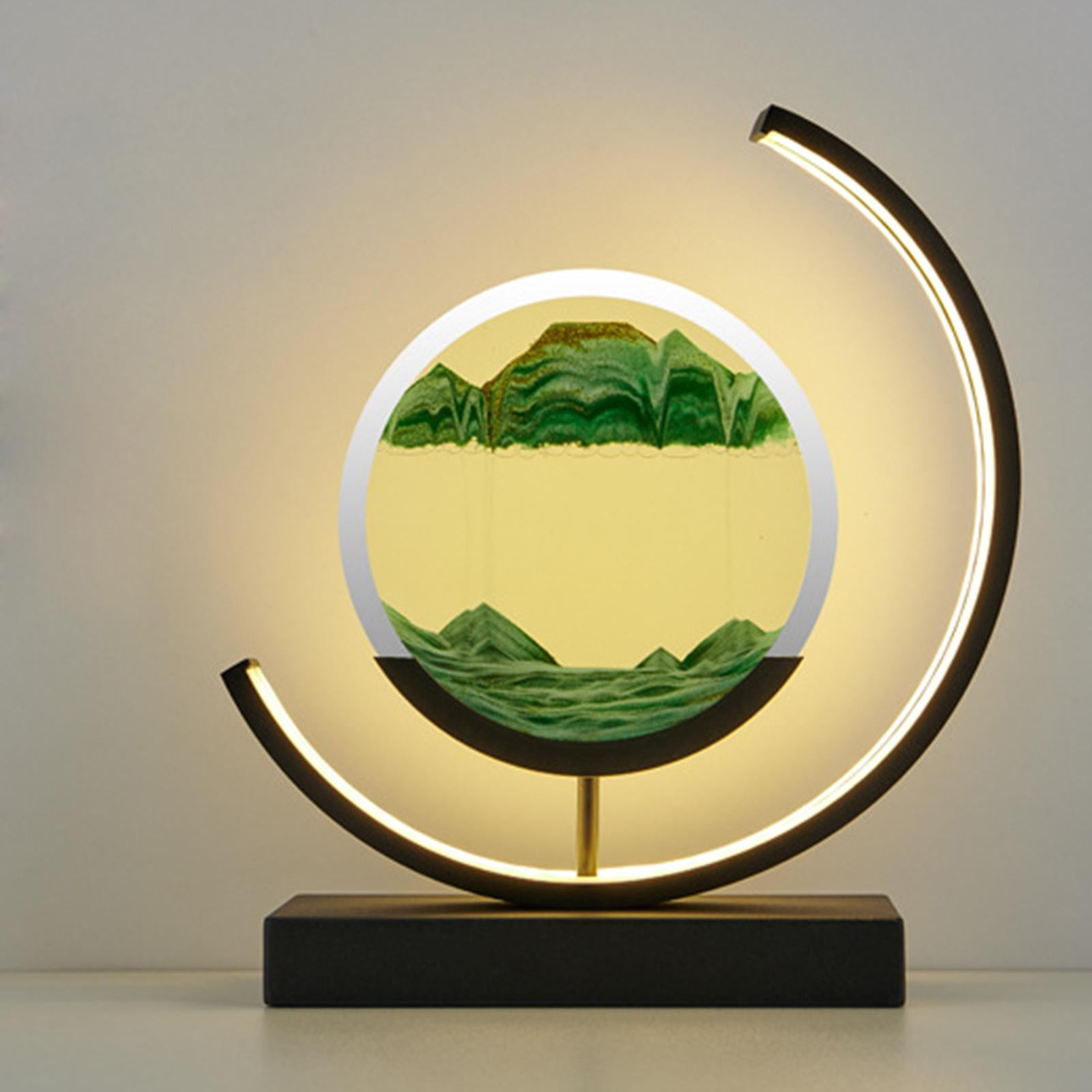 Glass Moving Sands Art Picture Quicksand Table Lamp 3D Tabletop Lamp