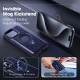 thumbnail image 5 of Ancove for iPhone 16 Pro Max PU Leather + TPU Case Grip Loop Magnetic Stand,Compatible with MagSafe,Built-in Kickstand,for Men Women,Darkblue, 5 of 7