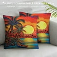 thumbnail image 3 of WERPE  Tropical Palm Trees Beach Sunset Throw Pillow Covers Square Pillowcase Pretectors Cushion Cover for Home Office Sofa Couch, Double-Sided Printed White, 3 of 5