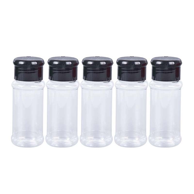 5Pcs Plastic Spice Salt Pepper Shaker Seasoning Jar BBQ Condiment Vinegar Bottle