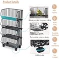 thumbnail image 3 of Fruit Vegetable Storage Basket With Wheels Kitchen Storage Rack 6-Tier Fruit Vegetable Stackable Floor-Standing Movable Organizer Household Storage Snack Shelf for Kitchen Living Room Dressers Stand, 3 of 6