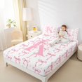 thumbnail image 3 of Manfei Kawaii Bow Personalized Initial K Full Size Sheets 4-Piece for Girls,Vintage Polka Dots Bowknot Bed Sheets for Kids Teens,Microfiber Bedroom Decor, 3 of 5