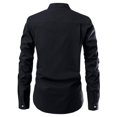 thumbnail image 4 of PENGXIANG Men‘S Comfortable Top Button V Neck Solid Color Slim Long Sleeve Blouse, 4 of 6