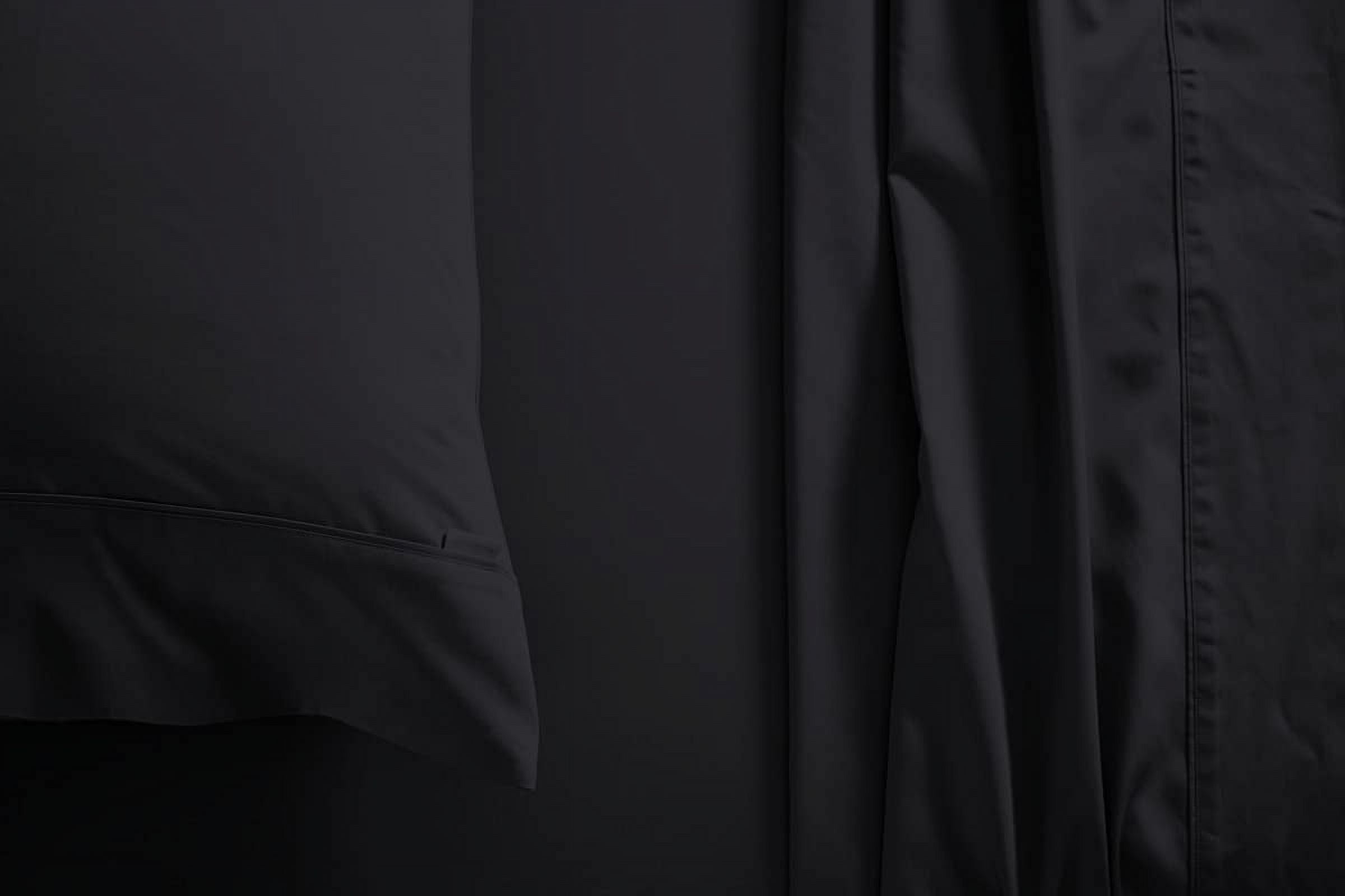 4 Piece Bed Sheet Set – 1 Flat Sheet, 1 Fitted Sheet 12" Deep Pocket and 2 Pillowcases – 100% Organic Bamboo , Bed Sheet Set For Bedroom – Extra Soft - Black Solid,Twin Size.
