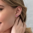thumbnail image 2 of Gem Stone King 18K Rose Gold Plated Silver Pink Moissanite Stud Earrings for Women Men (6.86 Cttw, Round 10MM), 2 of 4