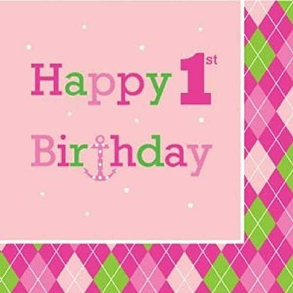 Ocean Preppy Girl Pink Whale Cute Party Paper Luncheon Napkins - 1st Birthday