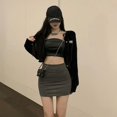 thumbnail image 3 of Women Bodycon High Waist Stretchy Mini Skirt Office Solid Color Dark Gray, 3 of 10