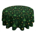 thumbnail image 4 of Dark Green Christmas Tree and Star Pattern Round Tablecloth 60"x60",Wrinkle Wipeable Table Cloth for Kitchen Dining Room Picnic Patio Party, 4 of 6