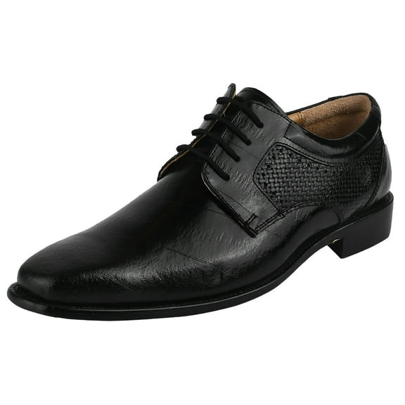 LIBERTYZENO Mens Classic Eel Print Genuine Leather Formal Oxford Shoes, Black