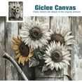 thumbnail image 6 of Framed Rustic Farmhouse Canvas Wall Art White Sunflower and Rusty Watering Can on Vintage Wood Grain Picture Prints Floral Elegance for Living Room Bedroom Home Decor Ready to Hang 12x16in, 6 of 6