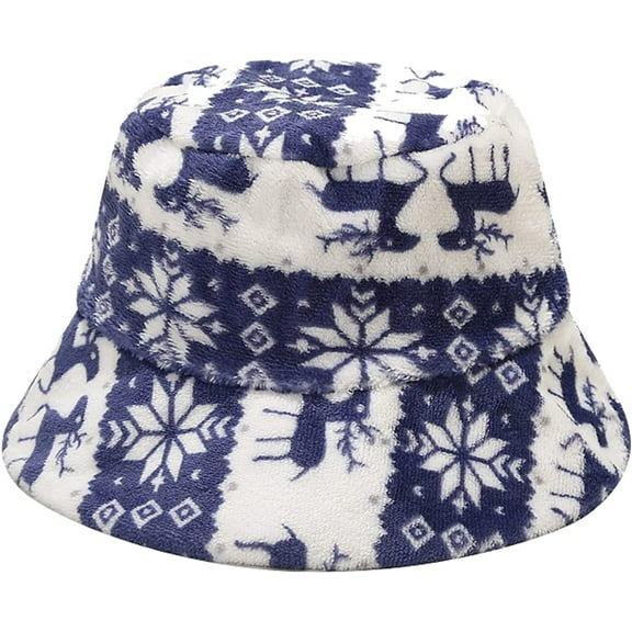 CoCopeaunts Bucket Hat for Women Warm Autumn Winter Hat Christmas Style Deer Pattern Men Fisherman Hat Outdoor Fashionable