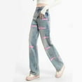 thumbnail image 5 of Denim Pants for Women Comfortable Baggy High Waist E Girl Streetwear Vintage Denim Straight Leisure Pants for Women, 5 of 7