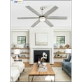 thumbnail image 4 of Zardon 65in Ceiling Fans with Light & Remote Control, Large Farmhouse Ceiling Fans with Reversible 6-Speed for Indoor, Silver, 4 of 9