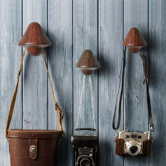 Tech Mushroom Design Wall Hook with Screw Door Hanger Wall Hanging Hook 5kg Load (Walnut Color)