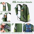 thumbnail image 2 of Mochila de Senderismo BECOJADDE 15L Plegable Ultraligera Verde Oliva, 2 of 8