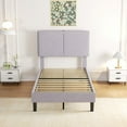thumbnail image 4 of VECELO Twin Size Bed Frame with Charging Station, Upholstered Platform Bed Frame with Adjustable Headboard, Wooden Slats Support, No Box Spring Needed, Gray, 4 of 7