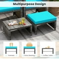 thumbnail image 5 of PetFurnishn Patio Ottomans Set of 2, PE Rattan Footstools with Removable Cushions & Metal Frame, Side Tables, Additional Seating, Outdoor Stools for Balcony, Backyard & Poolside (Turquoise), 5 of 10