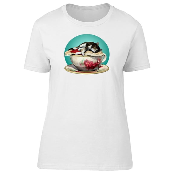 Tabby Cat On A Tea Cup Tee Men's -Image by Shutterstock