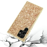 Phone Case for Samsung Galaxy S22 Ultra Case, Ultra Thin Glitter Bling Diamond Girls Woman Shockproof TPU Rubber Full Body Protective Cover for Samsung Galaxy S22 Plus 5G 6.8 inch 2022,Gold