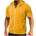 thumbnail image 4 of hotojiny Mens Zip up Hoodie Summer Short Sleeve Lightweight Jacket Casual Workout Athletic Sweatshirt Tops with Pockets, 4 of 7