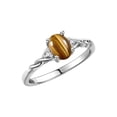 thumbnail image 4 of RYLOS Rings for Women 14K White Gold Classic Style Birthstone Ring 7X5MM Oval Gemstone & Diamonds November Tiger Eye Jewelry for Women Size 6, 4 of 8