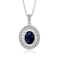 thumbnail image 3 of RYLOS Matching Jewelry Set Sterling Silver Princess Diana Inspired Ring & Pendant Necklace. Gemstone & Diamonds, 8X6MM Sapphire September Birthstone; Size 6, 3 of 7