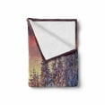thumbnail image 2 of Winter Soft Flannel Fleece Throw Blanket, Snowy Landscape at Gloomy Sunrise Scenery in Mountain Forest Serene Nature Photo, Cozy Plush for Indoor and Outdoor Use, 50" x 70", White Red, by Ambesonne, 2 of 6