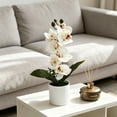 thumbnail image 6 of JHyouerji Plastic Artificial Phalaenopsis Potted Bloom with 7 Flower Heads White 12×8 Inch for Bedroom Dining Table Wedding Banquet Indoor Home Decor, 6 of 8