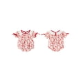 thumbnail image 2 of BemeyourBBs Newborn Baby Girl Summer Clothes Smocked Bubble Romper Sweet Girl Short Sleeve Bow Print Letter Embroidery Bodysuit, 2 of 9