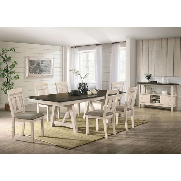 Moderna 7 Pc Rustic 66"-94" Dining Room Table And Chairs Set In Chalk Gray