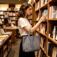 thumbnail image 4 of YiJuHui Japanese Checkered Bento Bag Handbag, Waterproof Polyester Tote for Women, Lightweight Foldable Walking Shopping Bag, Reusable Grocery Lunch Bag for Commute Travel Beach Picnic, 4 of 6