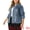 Blue, variant on DARING DIVA Women's Plus Size Button Washed Front Loose Jean Jacket 4X Light Blue