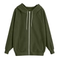 thumbnail image 6 of AKOEE Baggy Sweatshirt Jackets for Women Hoodie Full Zip Corduroy Comfy Long Sleeve Sports Coat with Pockets (S, Army Green), 6 of 6