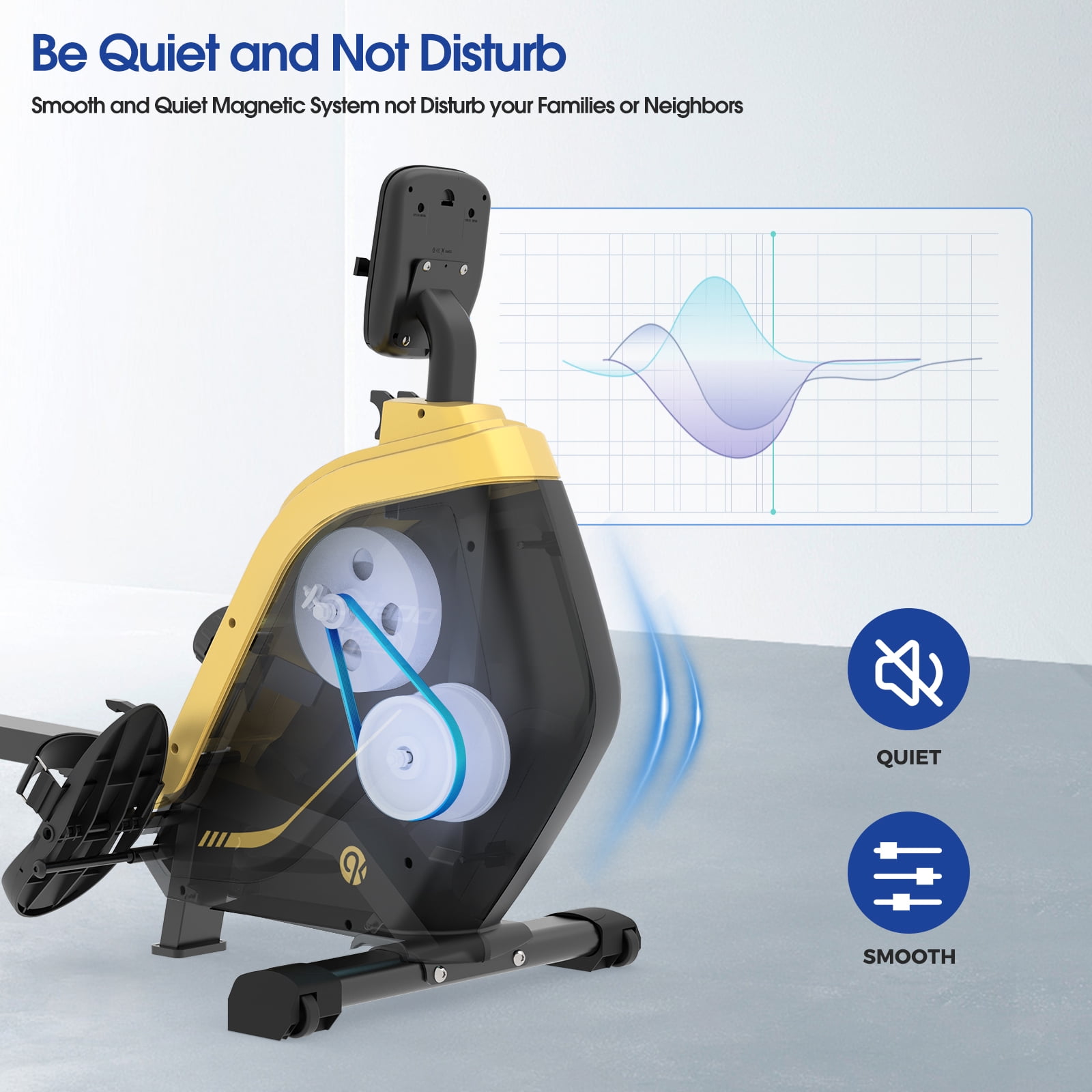Pooboo Rowing Machine Cross Trainer with Digital Monitor and Electromagnetic Resistance Rowing Trainer for Indoor Fitness Gym Workout