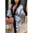 thumbnail image 2 of EYIIYE Robe en Satin pour Femmes, Imprimé Dollar Tendance Kimono Soyeux à Manches Longues avec Ceinture, 2 of 7
