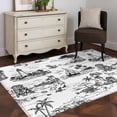 thumbnail image 3 of Coastal Nautical Area Rugs 3'x5', Washable Small Throw Rugs for Living Room Bedroom, Summer Ocean Sea Corals Palm Trees Indoor Outdoor Rug Non-Slip Low Pile Carpet Runner Reversible Floor Mats, 3 of 8