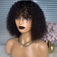 Jerry Curly Bob Cut 100 Human Hair Wigs with Bangs Adjustable Non Lace