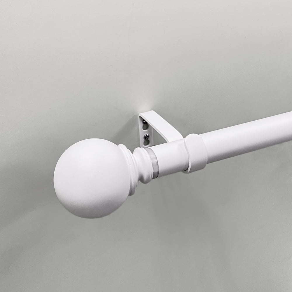 (3 pack) Mainstays 1" White Ball Adjustable Single Curtain Rod, 30-84"