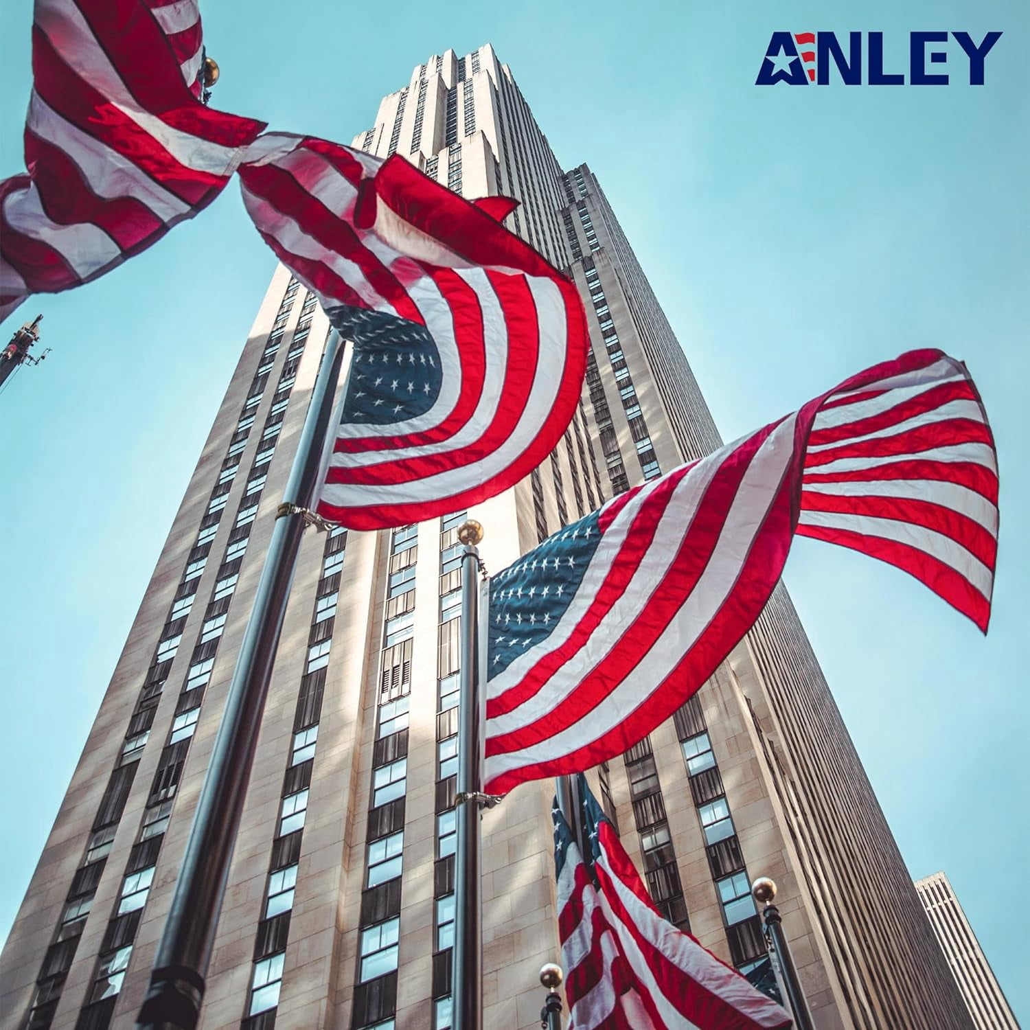 Anley (4 Pack) Flagpole Clamp and Clip Kit to Hold Flag with Carabiner and Silicone Anti-Slip Strip - Attachment Accessory Stainless Steel Metal Hose Clamp Rings for 0.7-1.25 IN Diameter Flag Pole