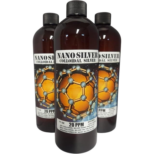 Nano Silver- Four 17 Oz Colloidal Silver Bottles - Liquid 68 Oz 20 Ppm - Colloidal Silver Mineral Supplement