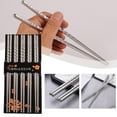 thumbnail image 2 of Clearance! Chopsticks 5 Pairs Metal Reusable Korean Chinese Stainless Steel Chop Sticks W4D3, 2 of 8
