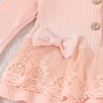 thumbnail image 6 of HAiming Toddler Girls Cotton Outfit Long Sleeve 1/2 Button up Ruffle Lace Bow Dress and Pants 2 PCS Set, 6 of 9