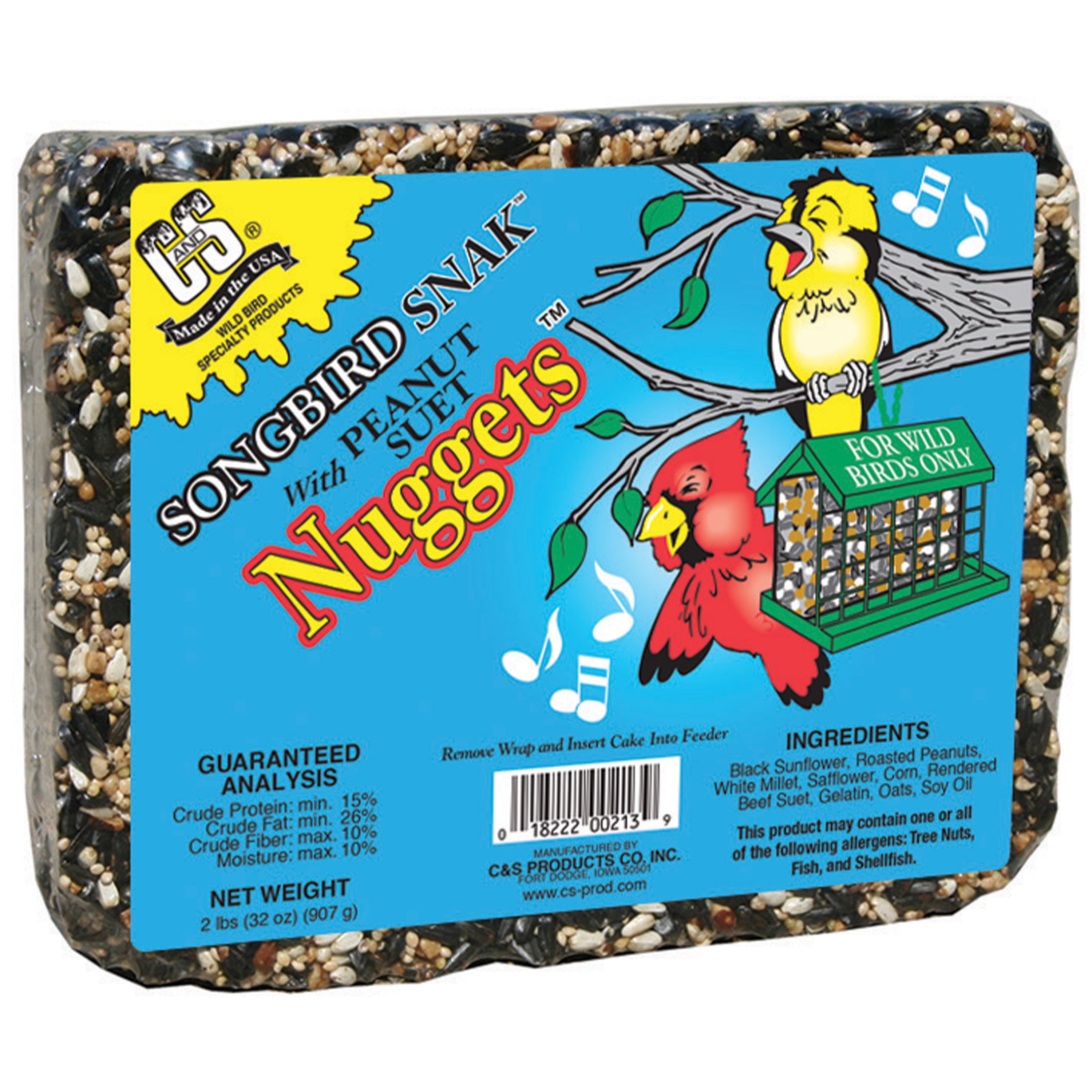 C&S Songbird Seed & Suet Snak, 36 oz, Wild Bird Food, 6 Pack