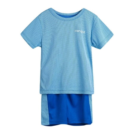 

Toddler Boys And Girls Short Sleeve Fashion Patchwork Color Breathable Mesh Cool Tops And Shorts Sports Outfit Set 2 Piece Sizes 4-5 Years