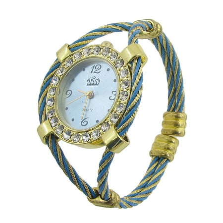- Rhinestone Circle Decor Arabic Number Round Dial Wrist Watch for Woman