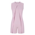 thumbnail image 6 of Clearance Sale Pants for Women Slim Fit Fake Two Piece Jumpsuit Loose Solid Color Shorts Dressy Sleeveless Jumpsuit Elegant Straight Leg Slacks Crew Neck Jumpsuit Wide Leg Trousers, 6 of 7