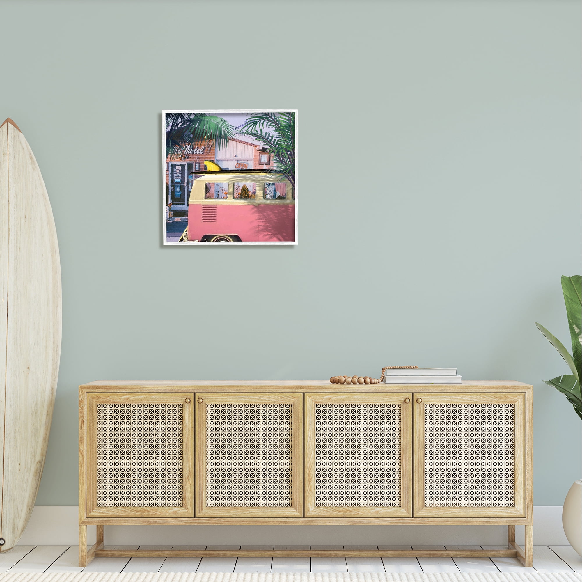 Stupell Retro Summer Palms Vacation Landscape Photography White Framed Art Print Wall Art